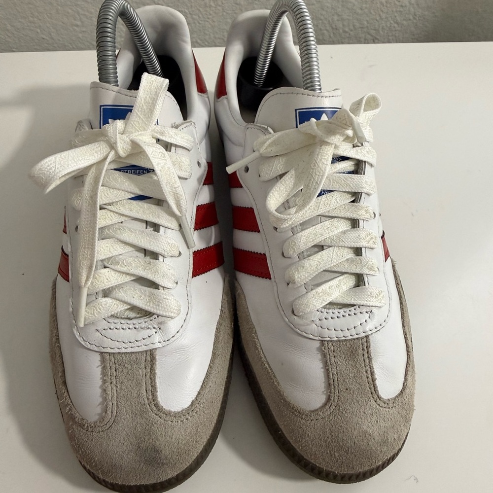 adidas Samba OG White with Bright Red Stripes - Picture 2 of 7